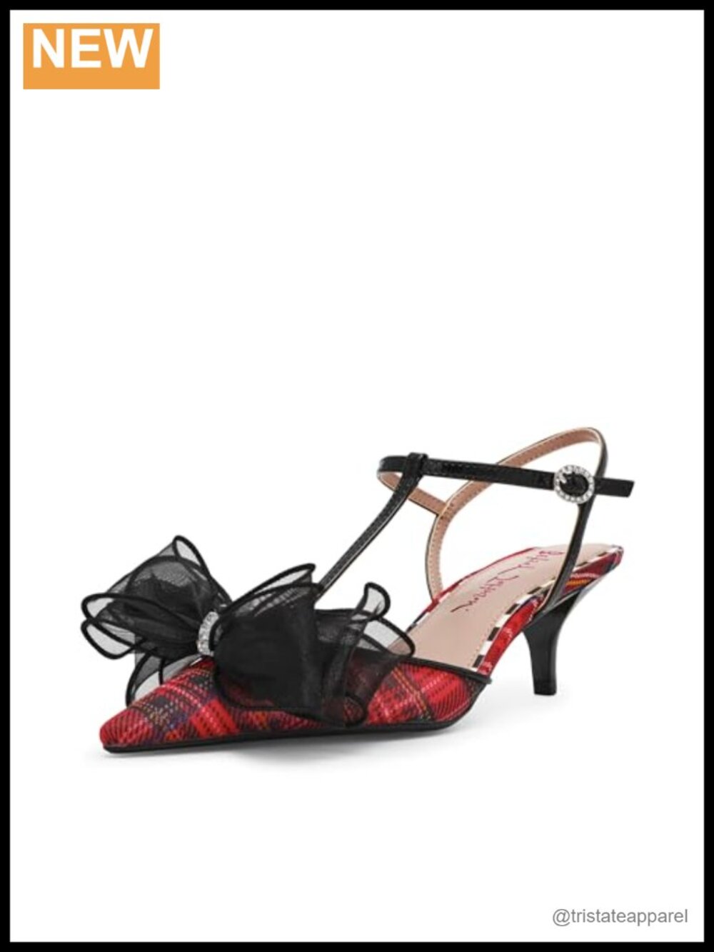 Betsey Johnson Lillyan Red Plaid Kitten Heel Slingback Pump